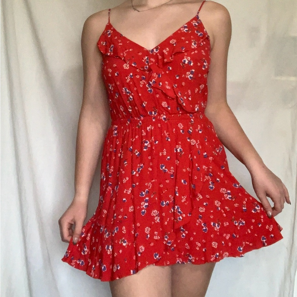Red Floral Express mini dress